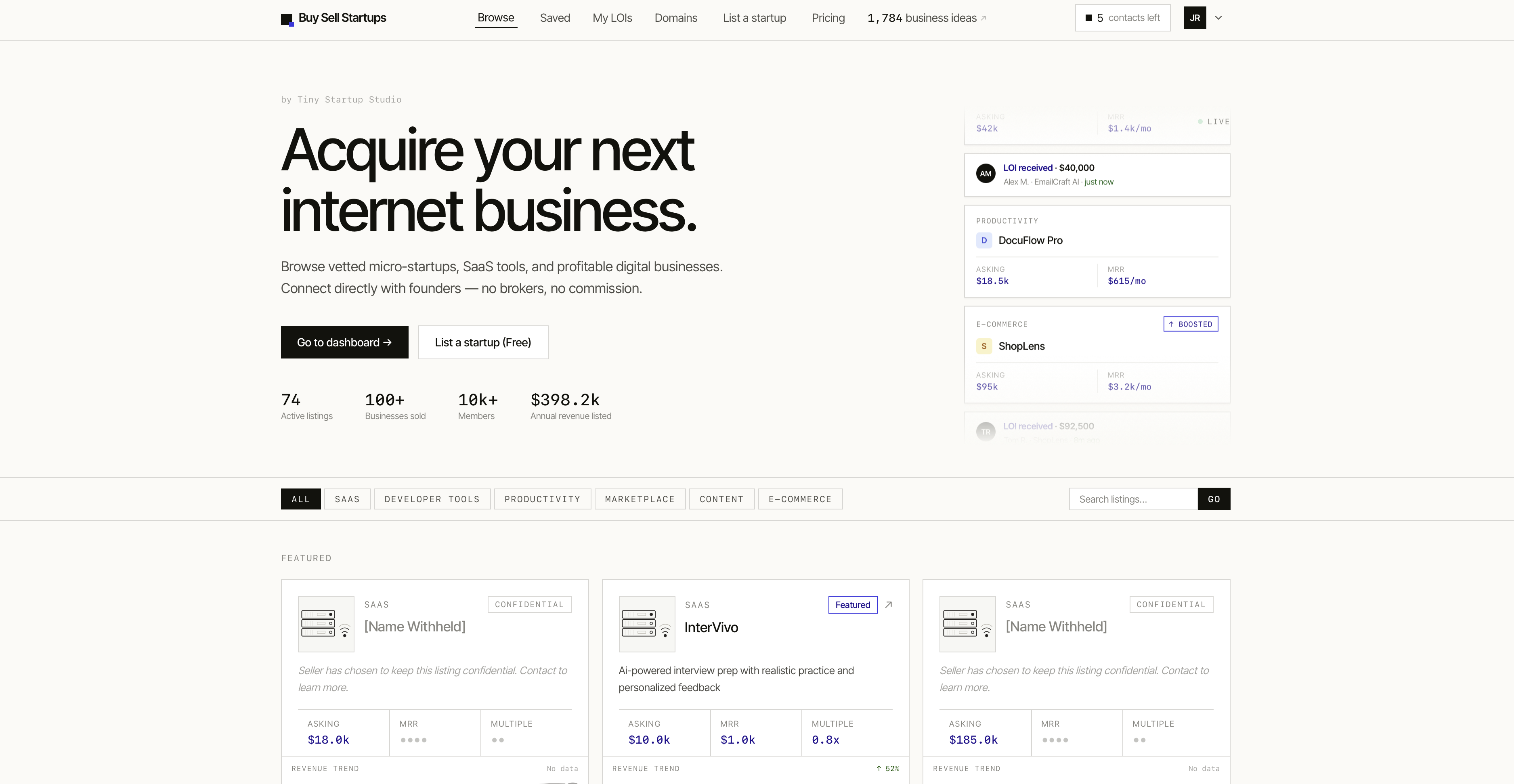 Buy Sell Startups screenshot