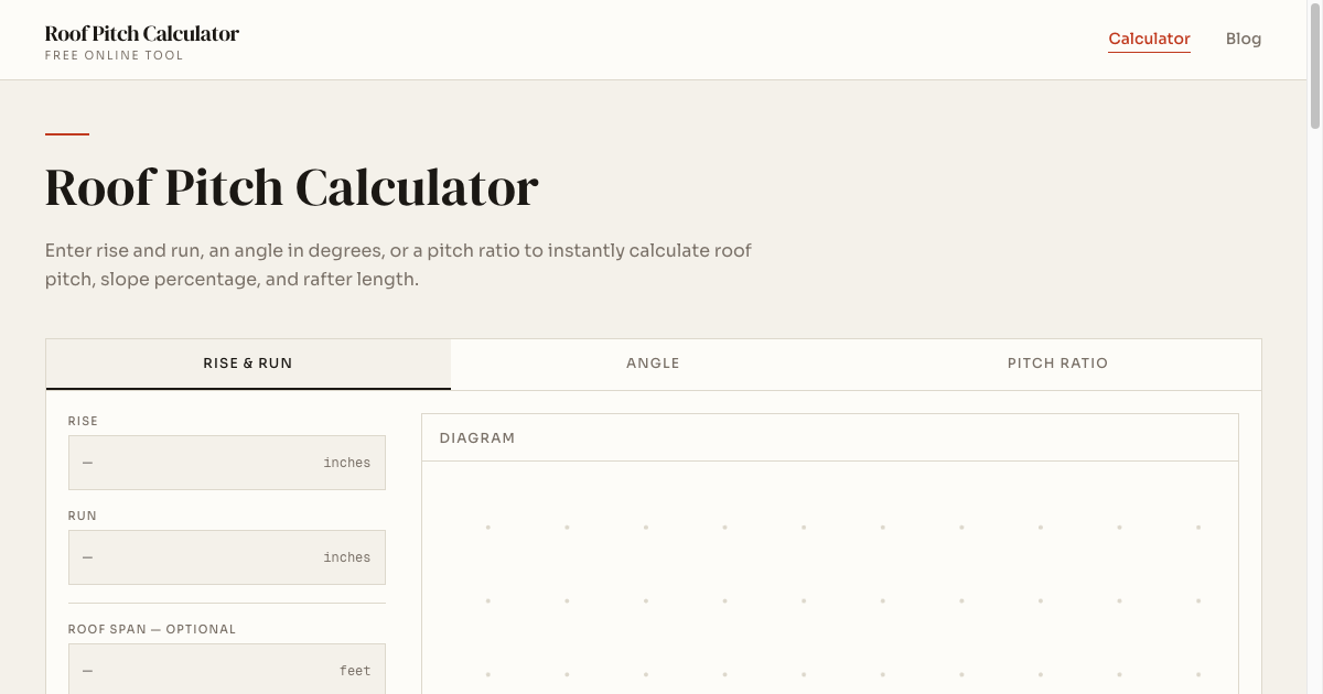 Roof Pitch Calculator
