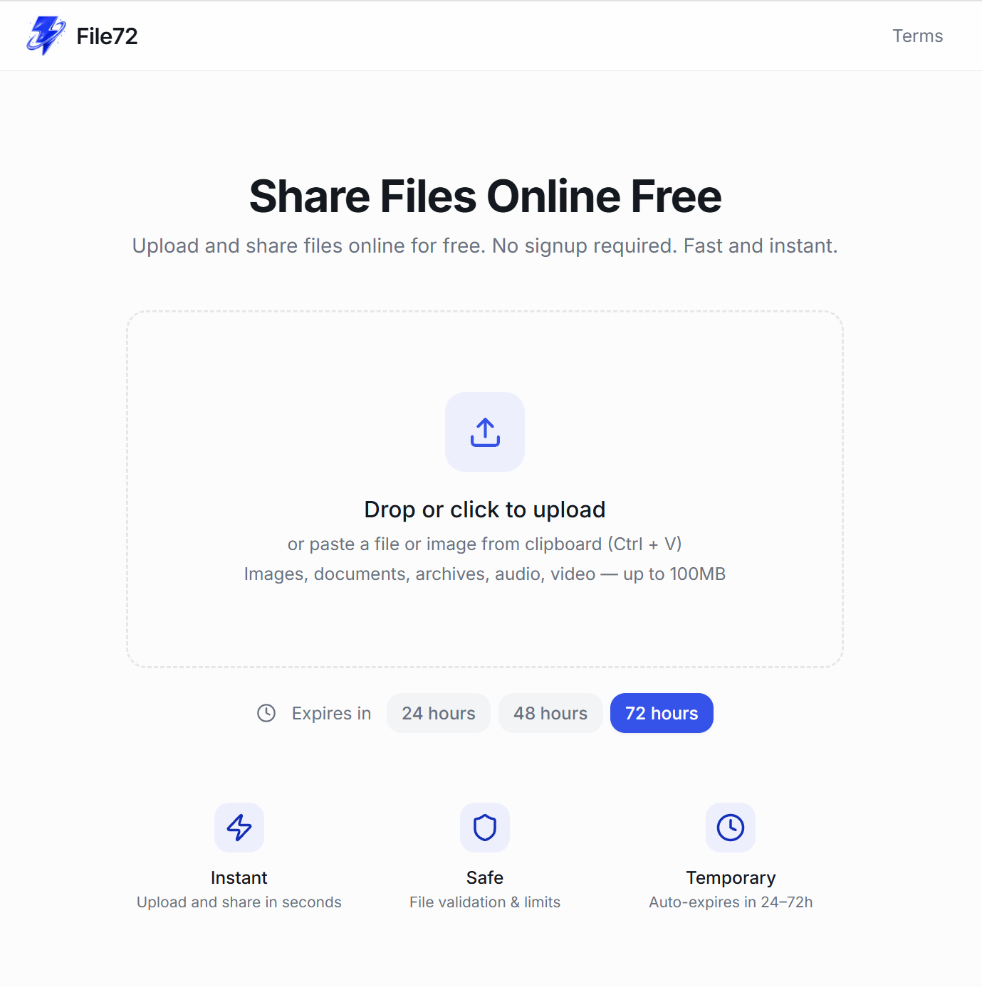 File72 - Simple file sharing online screenshot 1