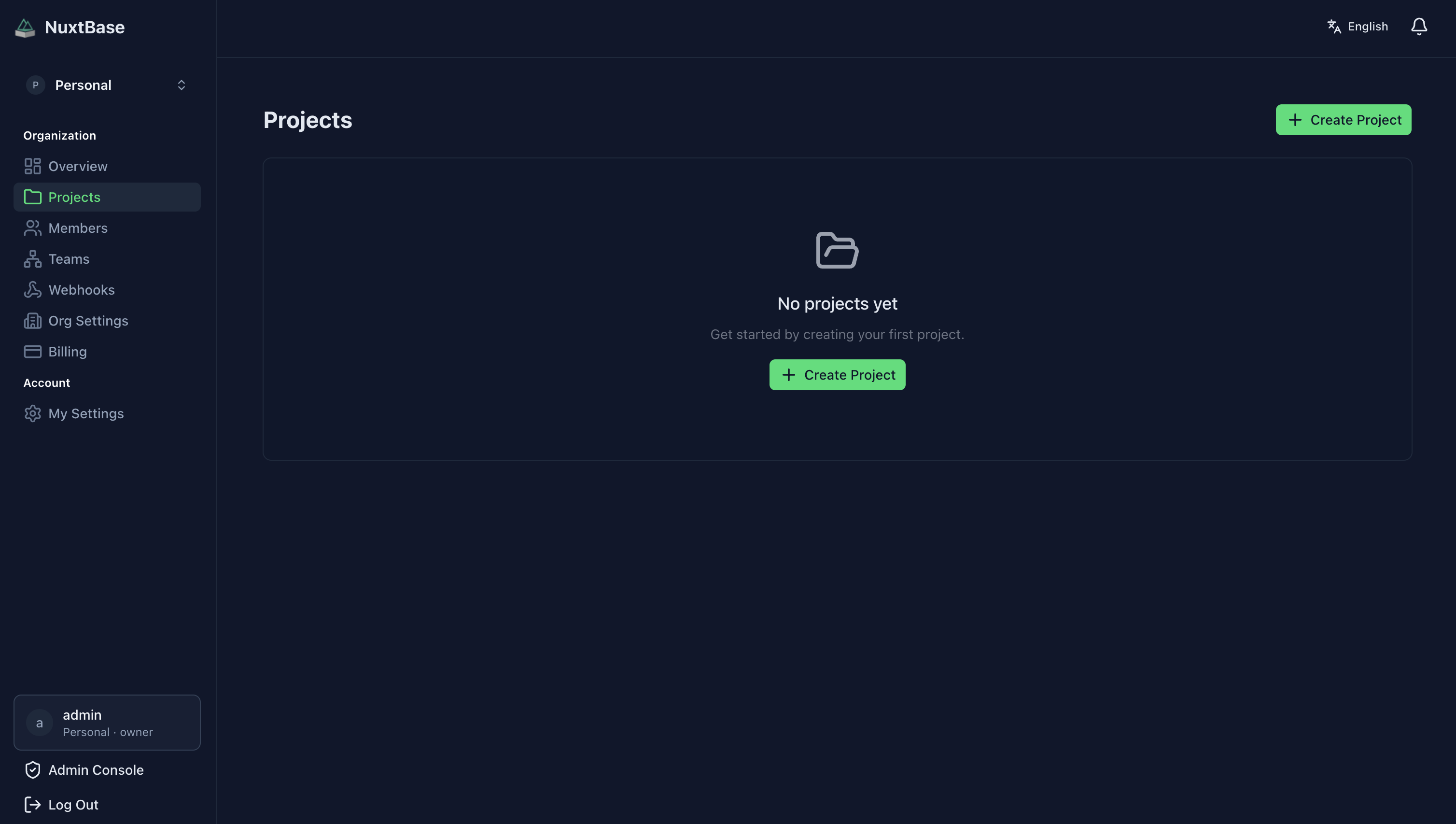 NuxtBase screenshot