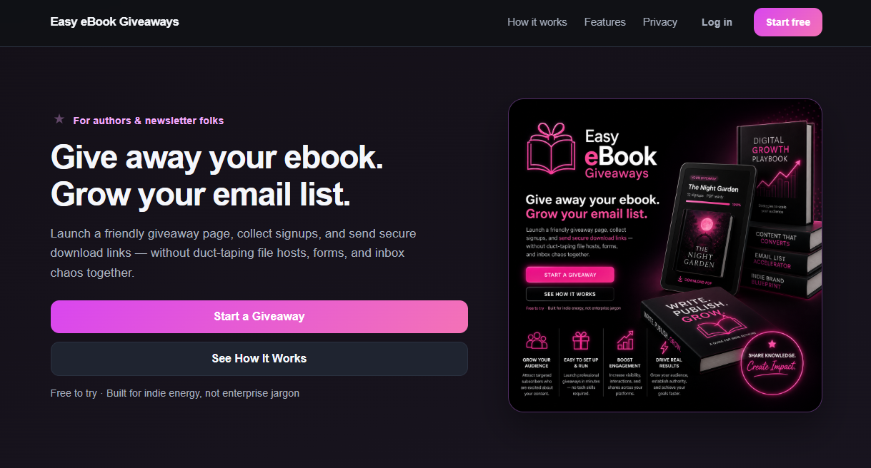 Easy eBook Giveaways screenshot 1