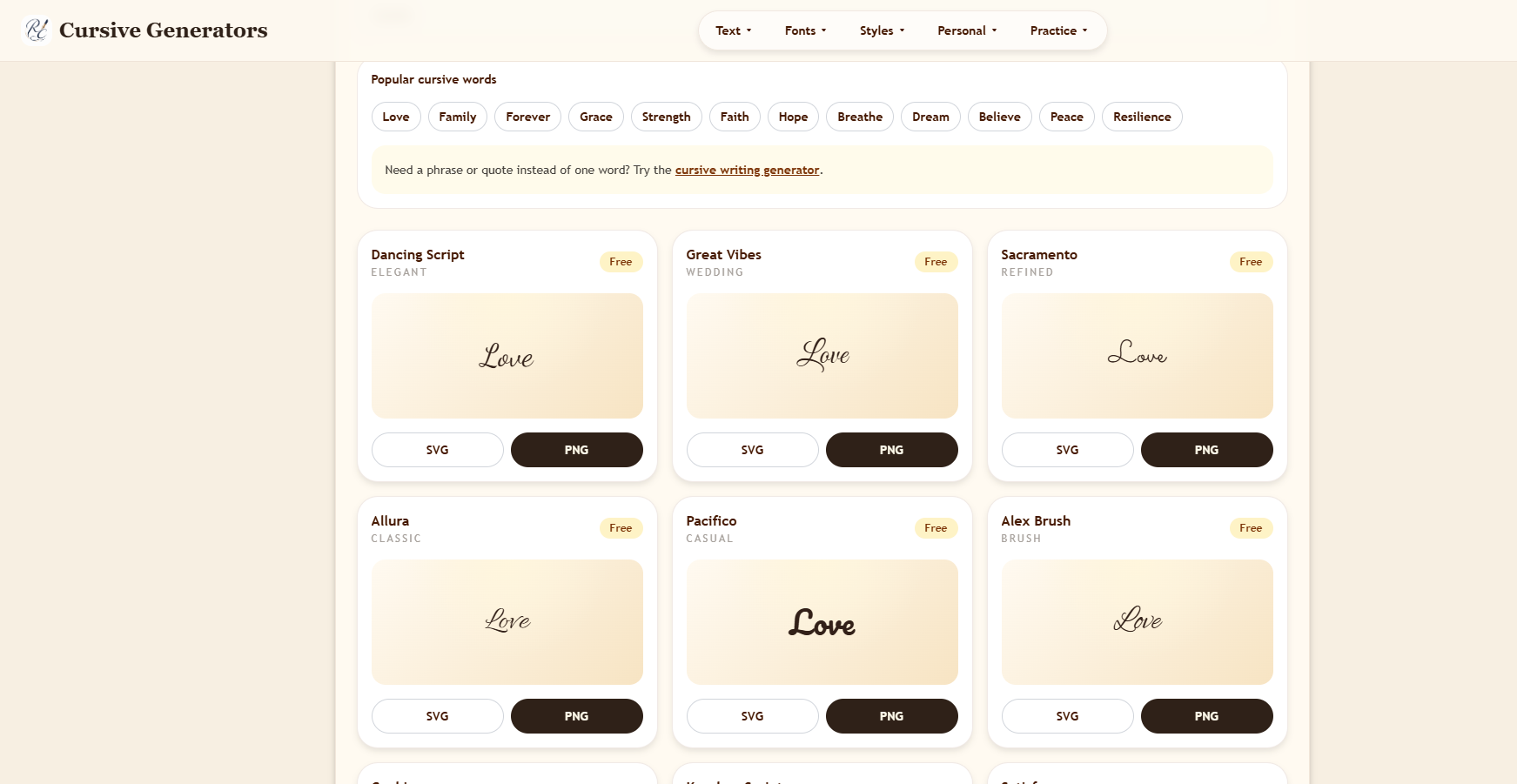Cursive Generators