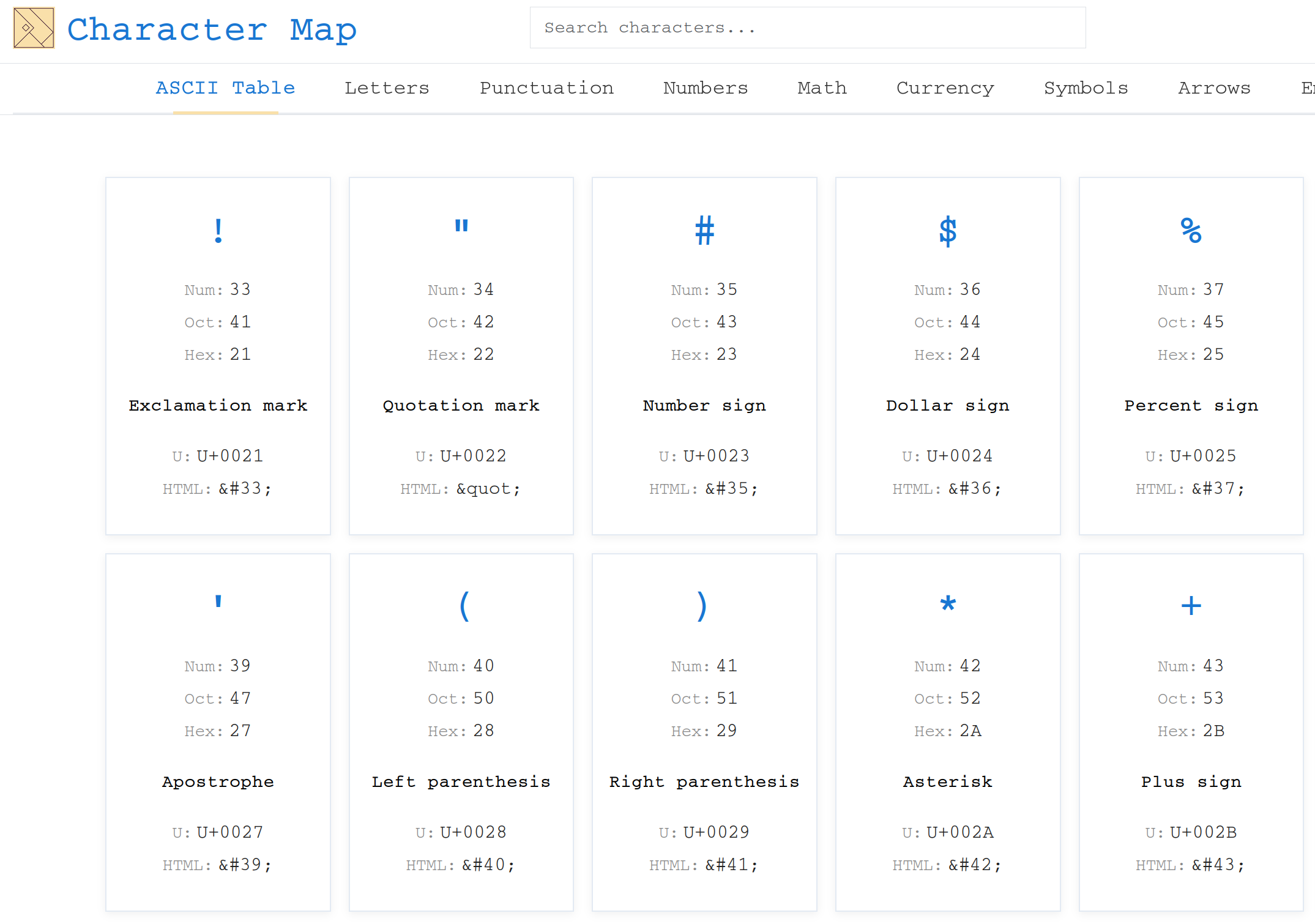 CharacterMap screenshot 1